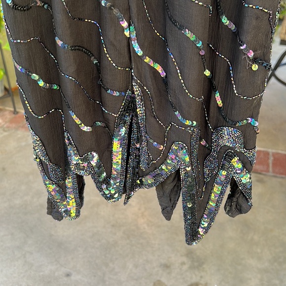 Beaded dress, very fitted..ptp 15 1/2  waist 13in , length approximately 39in - Picture 5 of 8